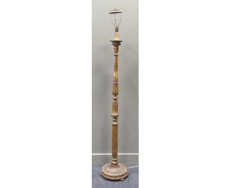 An early 20th century gilt standard lamp, 166cm high