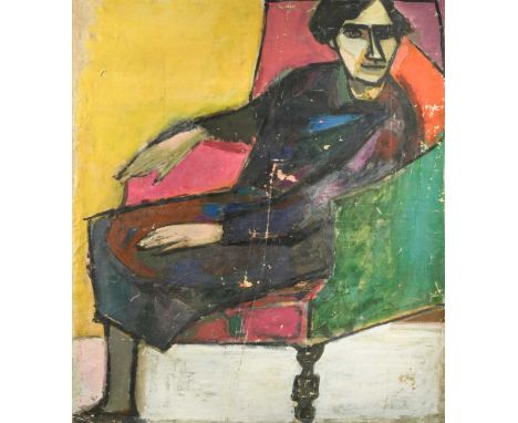 § Anna Mayerson (German 1906-1984)Portrait of a lady seated in a chairoil on canvas, unframed118 x 104cm