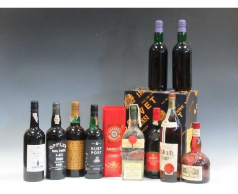 Non vintage port, 7 bottles, including Offley and Sandeman, with 5 licquers and six Saumur Brut (18)