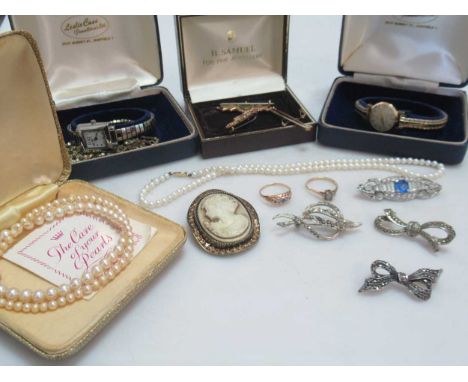 a large collection of costume and silver jewellery, together with an H.L Brown &amp; Son watch with an 18ct gold case and ste