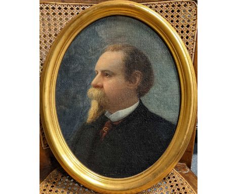 English SchoolPortrait of a gentlemansigned and dated 'Field 1904'oil on board, oval33 x 26cm; together with a small portrait