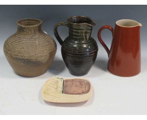 A collection of studio pottery and ceramic wares, to include, jugs, cups, plates, etc