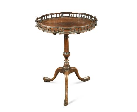 A 19th century mahogany wine table with shaped galleried top, 73 x 54cmtop is discoloured with heat marks and light scratchin