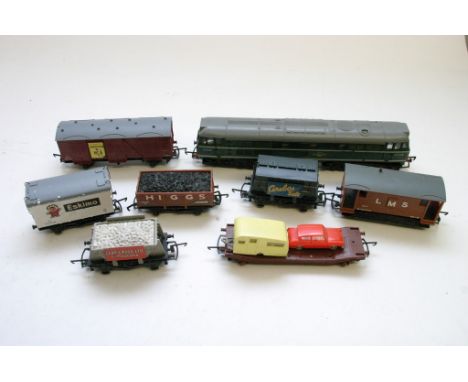 A collection of seven unboxed Wrenn Goods Wagons together with an unboxed Hornby OO diesel engine