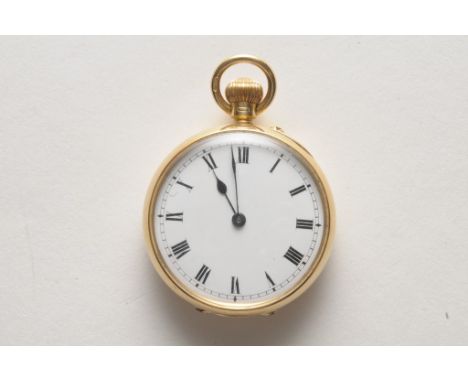 An 18ct gold cased button wind fob watch
