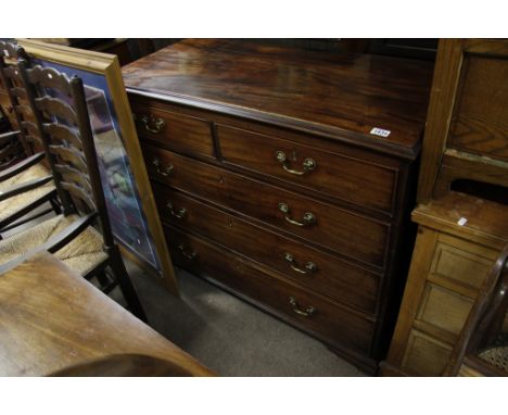 A George III mahogany chest of draws fitted with two short and three long draws on bracket feet 
