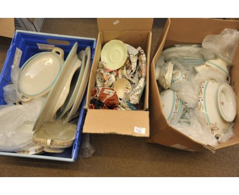Three boxes containing an extensive late Victorian dinner service, part tea sets and other ceramics 