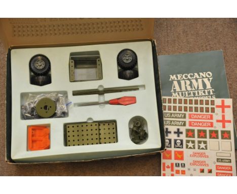 A 1975 Meccano Army Multikit with manual and sticker sheet