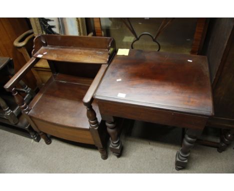 A Victorian mahogany commode and matching wash stand on turned 