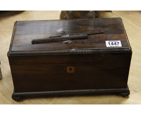 A William IV rosewood tea caddy with two sections 