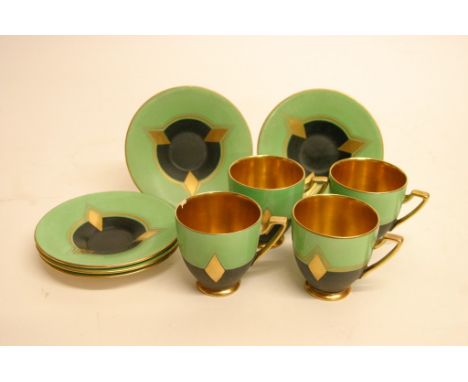 A part set of Carltonware Art Deco coffee cups, chip to one cup