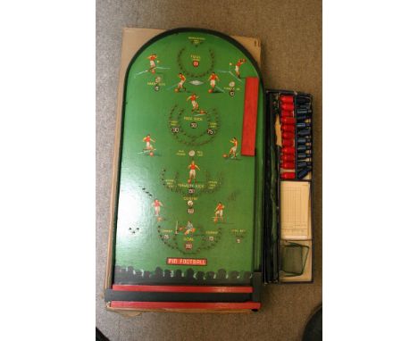 A Vintage Meto-tisch Fussballspiel game in original box and a pin football game (2) 