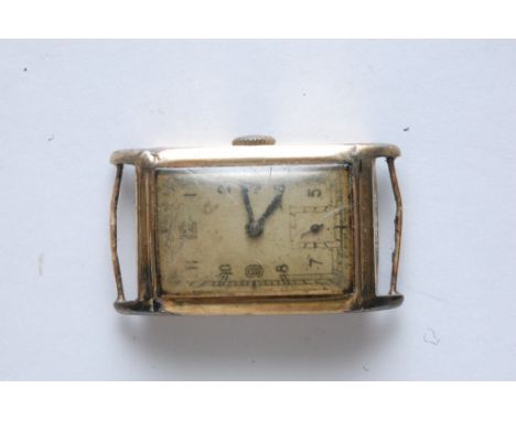 A gents vintage 9ct gold cased wristwatch of rectangular shape