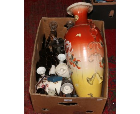 A collection of miscellaneous ceramics and glass, large Japanese export vase, commemorative, masons, crested wares, pen knive