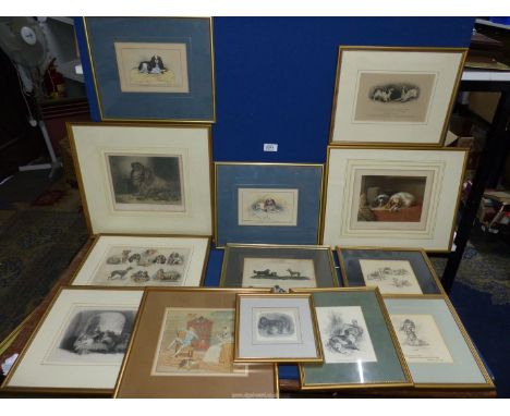 A quantity of Dog prints to include: Landseer's "The Pet of The Duchess", "The Cavalier's Pets", an illustration from R. Cald