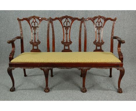 Settee, Chippendale style mahogany. H.114 W.130cm. 