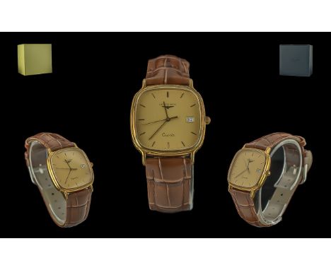 Longines - Gents Gold on Steel Quartz Wrist Watch with Soft Brown Leather Strap. Model No L4-716, Case No 31047533, Date of P