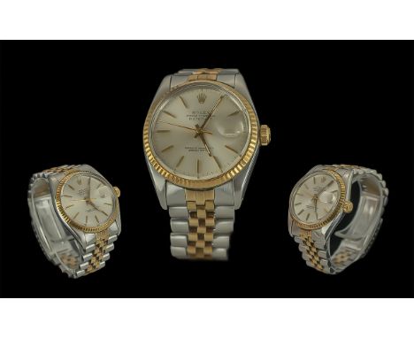 Rolex Oyster Perpetual Date-Just 18ct Gold and Steel Chronometer - Automatic Wrist Watch. Features 18ct Gold Bezel Links, Gol