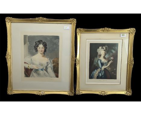 Mezzotint Artist Proof of Painting 'Marie Antoinette' reads to bottom Madame Vigee Le Brun and to right hand side Hel Braun &