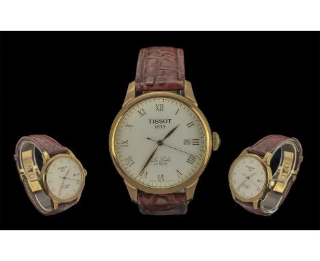 Tissot 1853 Gents Gold on Steel Cased Le Lockle Automatic Wrist Watch, with Tan Calf Leather Deluxe Watch Strap. Features Eca