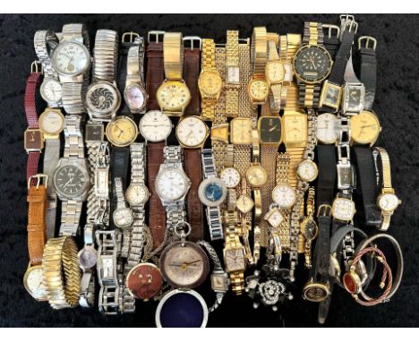 Collection of Ladies &amp; Gentleman's Wristwatches, bracelet and leather straps, including Rotary, Seiko, Magna, Quinn, Tiss