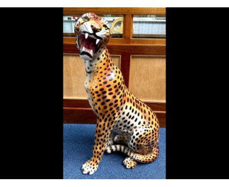 Italian Style Fireside Model of a Leopard, realistically modelled, height 36''.