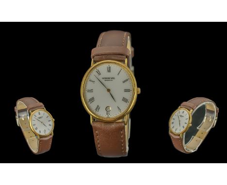 Raymond Weil Geneve Pleasing 18ct Gold Plated Quartz Wrist Watch, Ref. 5524, case and dial in excellent condition, confirm wi