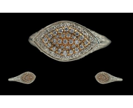 Ladies 18ct White Gold Diamond Set Cluster Ring. full hallmark to interior of shank, the well matched diamonds of excellent c