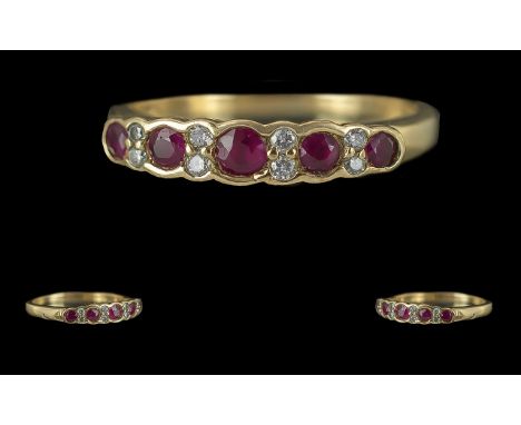 Ladies Exquisite 9ct Gold Ruby and Diamond Set Dress Ring, Marked 375 to Shank, Rubies and Diamonds of Good Colour / Clarity.