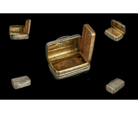 George III Superb Quality Sterling Silver Vinaigrette with gilt interior and grille of excellent design, complete with sponge