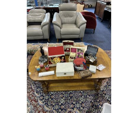 Box of Miscellaneous Items, including four vintage dolls in traditional costume, assorted costume jewellery and watches and j