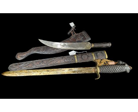 Machete &amp; Sword, in scabbards, for display purposes only.