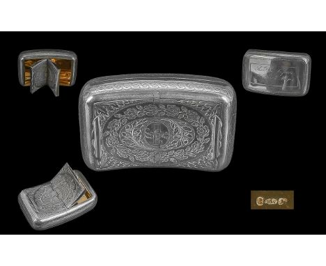 George III Large Superb Quality Sterling Silver Double Bowed Shaped Hinged Snuff Box, of excellent form, with gilt interior, 