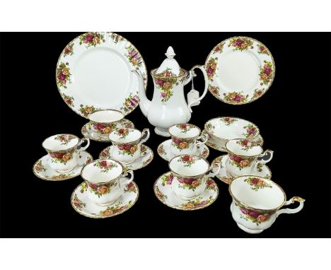 Royal Albert 'Old Country Roses' Coffee Set, comprising a coffee pot, sugar bowl, six coffee cups and saucers, tea cup and sa