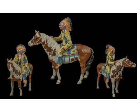 Beswick Mounted Native North American Indian Chief, model No.1391, printed mark, 8.5ins high