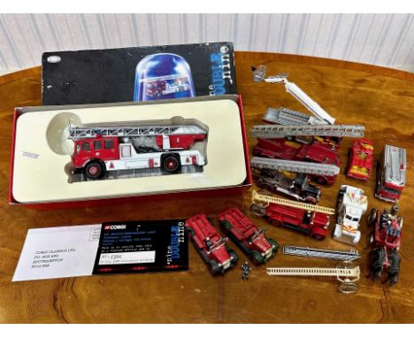 Corgi Die Cast Model Hereford &amp; Worcester Fire Brigade Engine, No. CC10305, boxed, together with a collection of ten die 