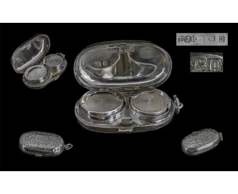Edwardian Period 1901 - 1910 Sterling Silver Hinged Double Sovereign Holder, hallmarked Birmingham 1908, maker EJH, Edward Jo