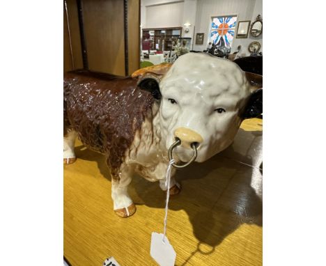 Large Figure of a Bull, butcher's display model, approx 10'' high x 17'' wide.  A large mid 20th century butchers shop advert
