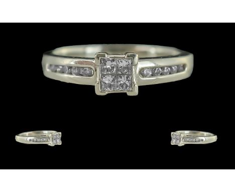 Platinum - Diamond Set Dress Ring, Marked 950 to Interior of Shank. Diamonds of Good Colour / Clarity. Diamond Weight 0.25 pt