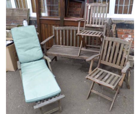 Hardwood garden bench and 8 folding garden chairs Condition report: see terms and conditions