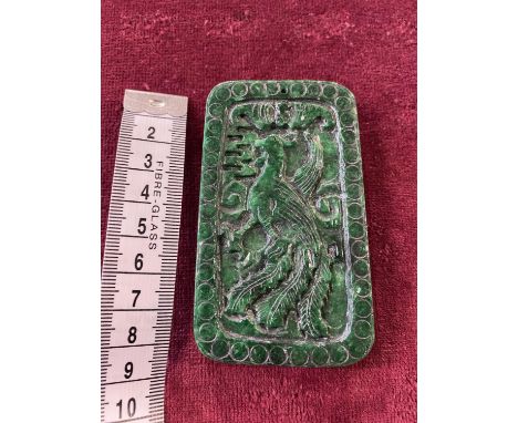 A 18th century Chinese Jade plaque of a dragon on one side and phoenix on the other 