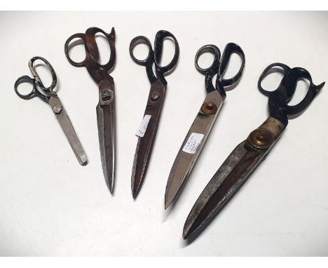 A selection seamstress scissors including Wilkinson and son "Big Bolt" Scissors 