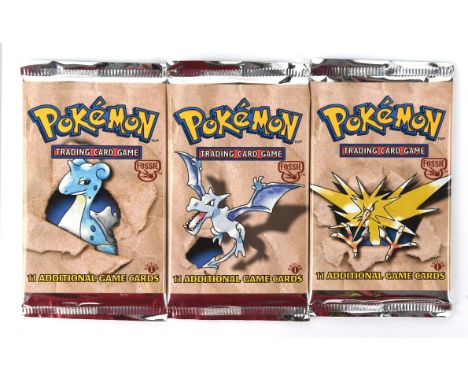 Pokemon TCG. Complete art set of Pokémon Fossil 1st edition sealed Booster Packs. This item is from the collection of the for