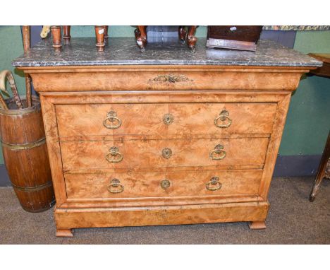 A 19th Century Marble Top Three Drawer Commode, 126cm by 55cm by 98cmA little faded but does not detract from the overall loo