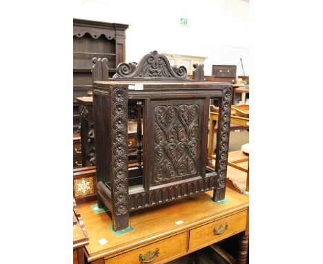 A Victorian Carved Oak Stick-Stand, 66cm by 25cm by 83cm