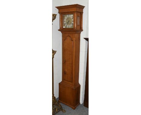 An Oak Thirty Hour Longcase Clock, signed W Burton, Kendal, circa 1750, flat top pediment, arch trunk door, 9-3/4-inch square