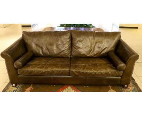 A Halo Brown Leather Three-Seater Sofa, by Timothy Oulton, 224cm W