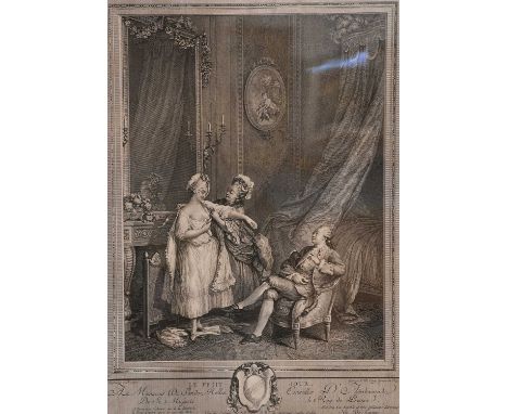 After Nicolas Lavreince (1737-1807) SwedishL'heureux momentBlack and white print, together with a further print "Le Petit Jou