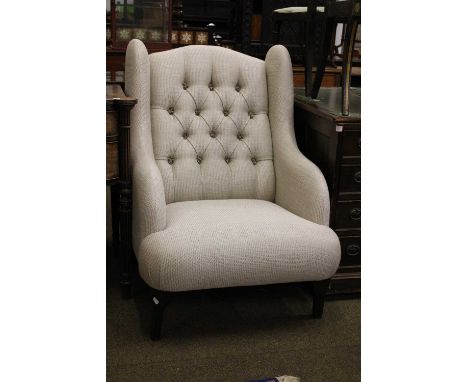 A Reproduction Button Back Wing Armchair 
