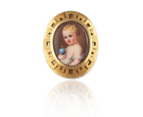 P. Reynaud, GenevaA portrait miniature of the Christ Child,Inscribed versoEnamelProvenance: Hylda and Lewis Gilbert, Sheldrak